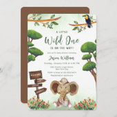 Boho Wild One Safari Elephant Boy Baby Shower  Kaart (Voorkant / Achterkant)