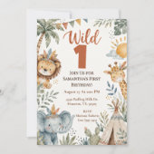 Boho Wild One Safari Verjaardagsfeestje Kaart (Voorkant)