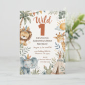 Boho Wild One Safari Verjaardagsfeestje Kaart (Staand voorkant)