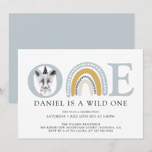 Boho Wild One Watercolor Vos Eerste Verjaardag Kaart