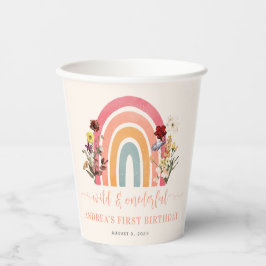 Boho Wild & Onederful Bloem Regenboog 1e Verjaarda Papieren Bekers