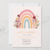 Boho Wild & Onederful Wildflower Rainbow Birthday Kaart (Voorkant)
