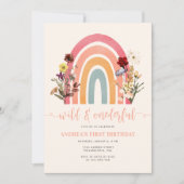Boho Wild & Onederful Wildflower Regenboog Verjaar Kaart (Voorkant)