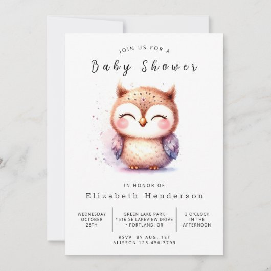 Boho Wild Owl Baby shower Kaart (Voorkant)