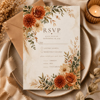 Boho Wild Terracotta Tuin Bruiloft RSVP Kaart