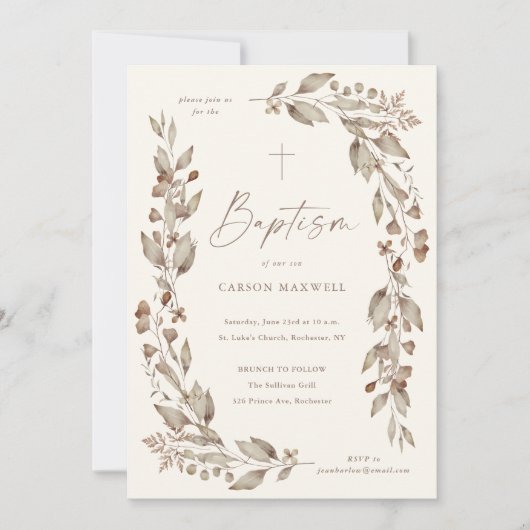 Boho Wildbloem Bloemen Geslacht Neutraal Doop Kaart (Voorkant)