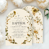 Boho Wildbloem Heilig Doopsel Elegant kruis Bloeme Kaart