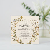 Boho Wildbloem Heilig Doopsel Elegant kruis Bloeme Kaart (Staand voorkant)