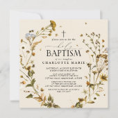 Boho Wildbloem Heilig Doopsel Elegant kruis Bloeme Kaart (Voorkant)