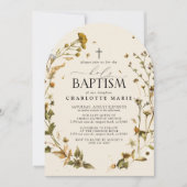 Boho Wildbloem Heilig Doopsel Elegant kruis Bloeme Kaart (Voorkant)