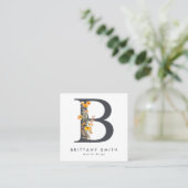 Boho-wildbloem initiaal B QR-code Vierkante Visitekaartje (Staand voorkant)