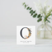 Boho-wildbloem Initiaal O QR-code Vierkante Visitekaartje (Staand voorkant)