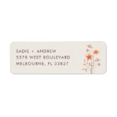 Boho Wildbloem Rustiek Bruiloft Retouradres Etiket (Voorkant)