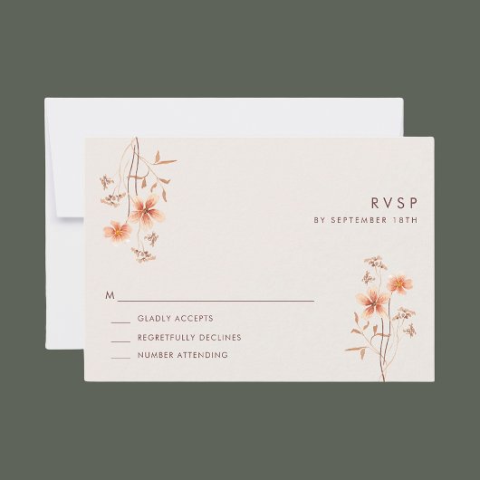 Boho Wildbloem Rustiek Outdoor Bruiloft RSVP Kaartje