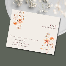 Boho Wildbloem Rustiek Outdoor Bruiloft RSVP Kaartje
