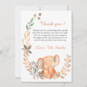 Boho Wildbloemen Baby Olifant Dank u kaart (Voorkant)