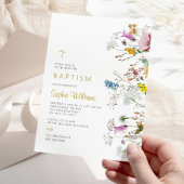 Boho Wildbloemen Baptisme Invitation Kaart