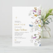 Boho Wildbloemen Baptisme Invitation Kaart (Staand voorkant)