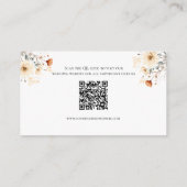 Boho Wildbloemen Beige QR code Bruiloft Details Informatiekaartje (Achterkant)