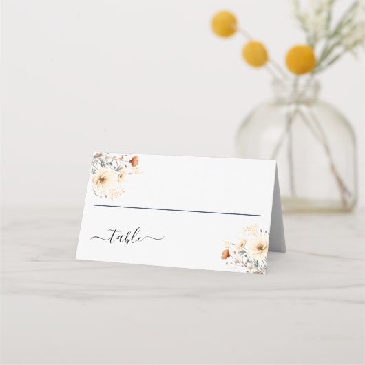 Boho Wildbloemen Beige terracotta bruiloft Plaatskaartje (Voorkant)