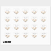 Boho-wildbloemen beige trouwgunststickers hart sticker (Vel)