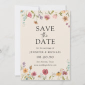 Boho Wildbloemen Bewaar de datumkaarten Kaart (Voorkant)