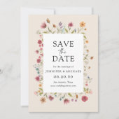 Boho Wildbloemen Bewaar de datumkaarten Kaart (Voorkant)