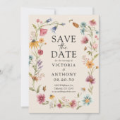 Boho Wildbloemen Bewaar de datumkaarten Save The Date (Voorkant)