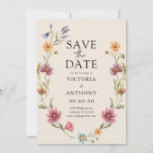 Boho Wildbloemen Bewaar de datumkaarten Save The Date (Voorkant)