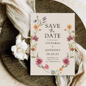 Boho Wildbloemen Bewaar de datumkaarten Save The Date