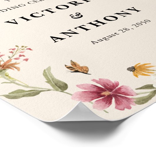 Boho Wildbloemen Bruiloft Celebration Poster (Hoek)