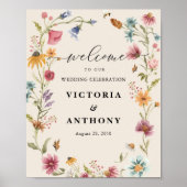 Boho Wildbloemen Bruiloft Celebration Poster (Voorkant)