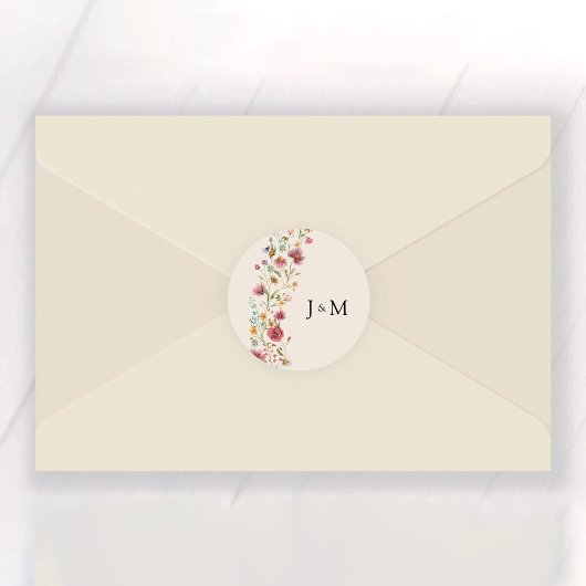 Boho Wildbloemen Bruiloft Classic Ronde Sticker