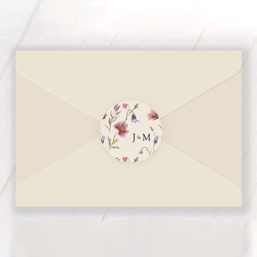 Boho Wildbloemen Bruiloft Classic Ronde Sticker