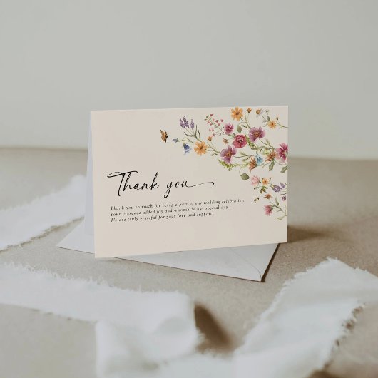 Boho Wildbloemen Bruiloft Flat Dank u Kaarten