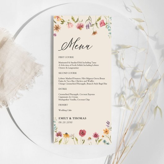 Boho Wildbloemen Bruiloft Menu