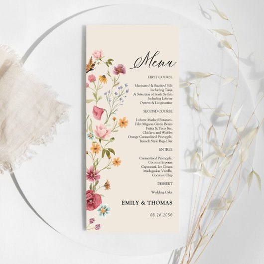 Boho Wildbloemen Bruiloft Menu