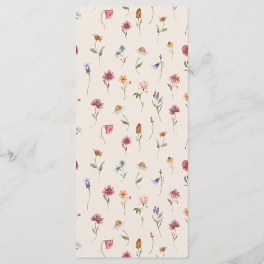 Boho Wildbloemen Bruiloft Menu (Achterkant)