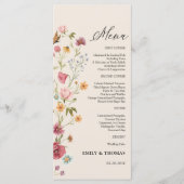 Boho Wildbloemen Bruiloft Menu (Voorkant)