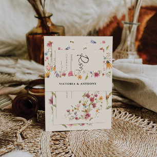 Boho Wildbloemen bruiloft uitnodiging buik band Uitnodigingen Wikkel