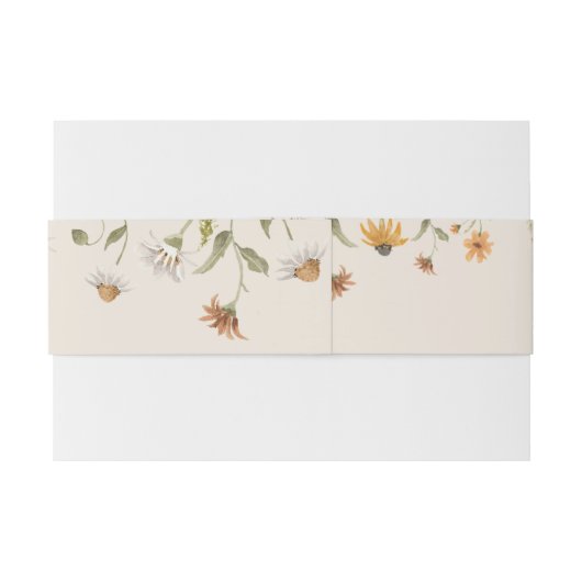 Boho Wildbloemen bruiloft uitnodiging buik band Uitnodigingen Wikkel (Achterkant Voorbeeld)