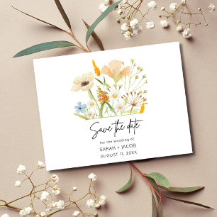 Boho Wildbloemen Budget Bruiloft Save the Date Aankondigingskaart