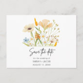 Boho Wildbloemen Budget Bruiloft Save the Date Aankondigingskaart (Voorkant)