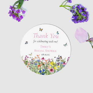Boho Wildbloemen & Butterflies Hartelijk dank Ronde Sticker