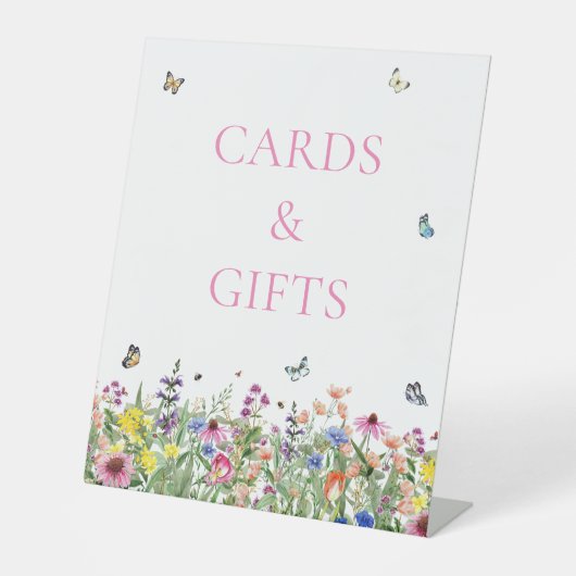 Boho Wildbloemen & Butterflies Kaarten & Gifts Reclamebord Met Voetstuk (Voorkant)