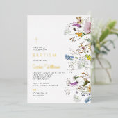 Boho Wildbloemen Doop Folie Uitnodiging (Staand Voorkant)