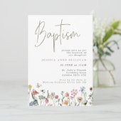 Boho Wildbloemen Doop Kaart (Staand voorkant)