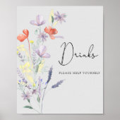 Boho Wildbloemen - Drinken, help jezelf Poster (Voorkant)