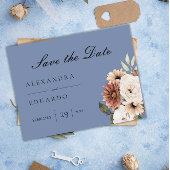 Boho Wildbloemen Dusty Blue Wedding Save the Date Aankondigingskaart