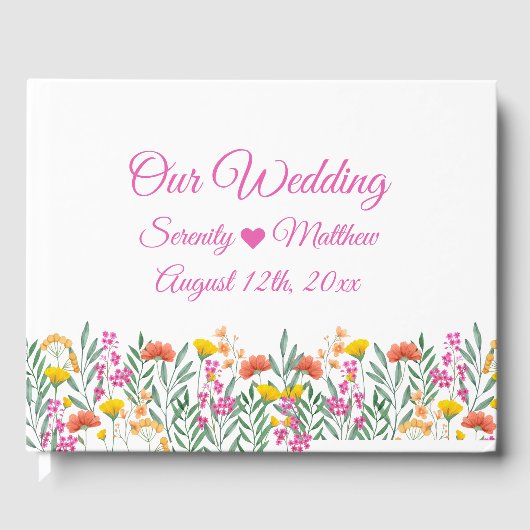 Boho Wildbloemen Elegant Floral Wedding Gastenboek (Voorkant)
